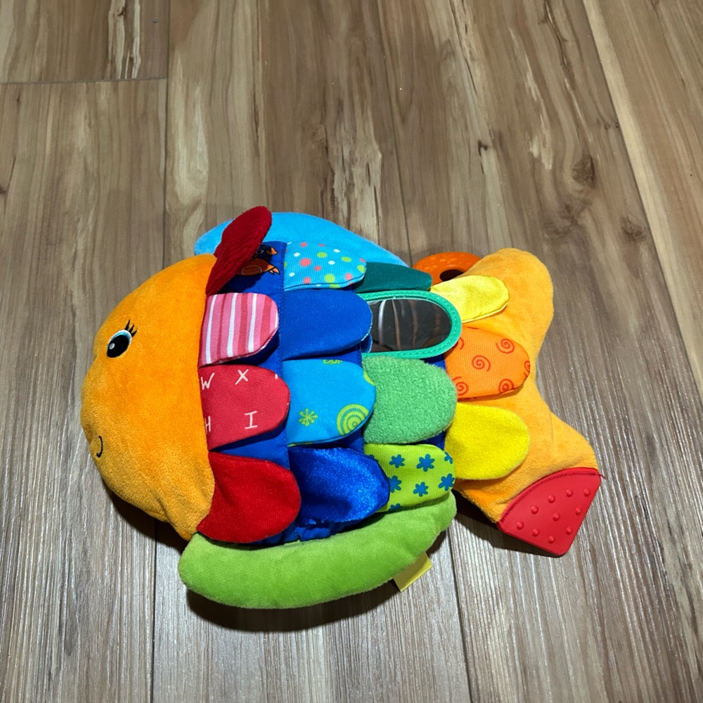 Melissa & Doug Orange and Green Fish Mixed Texture Baby Plush Toy